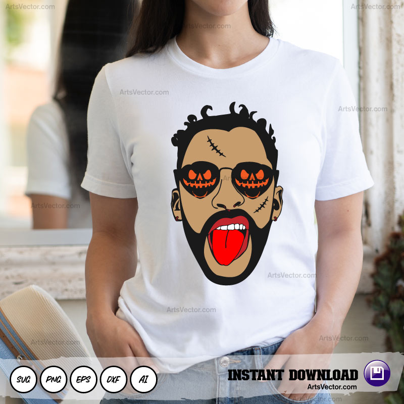 Halloween Bad Bunny Face t shirt SVG PNG