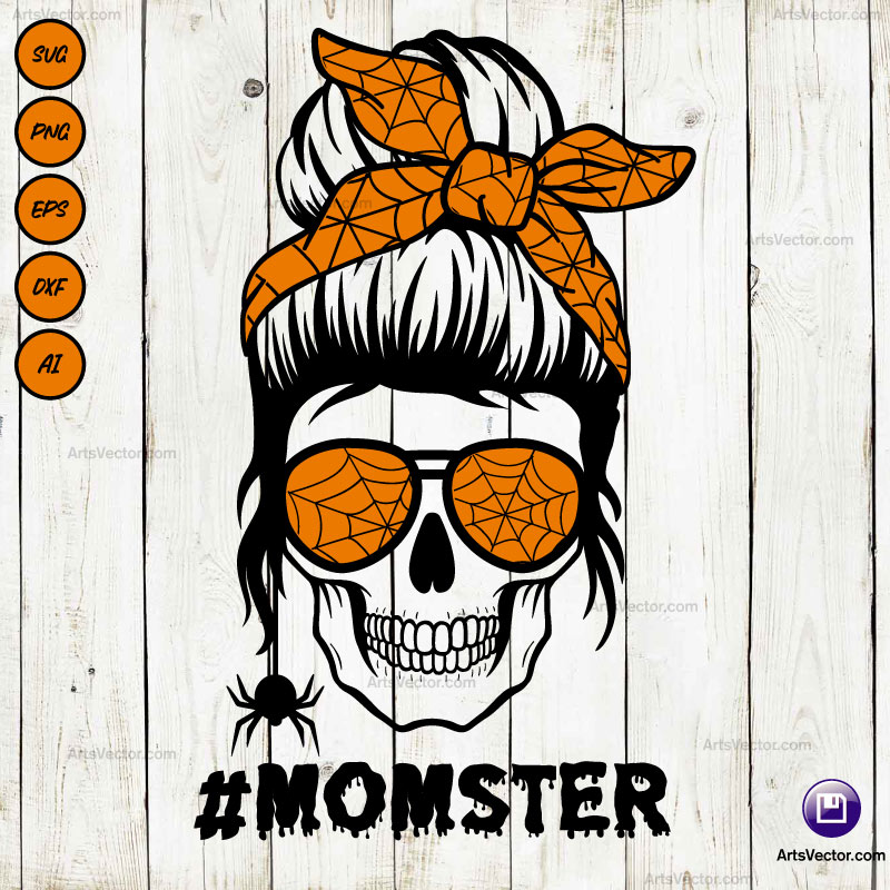 Messy Bun Momster SVG PNG EPS DXF AI