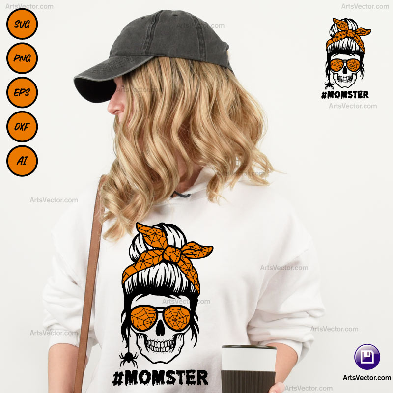 Messy Bun Momster hoodie SVG PNG