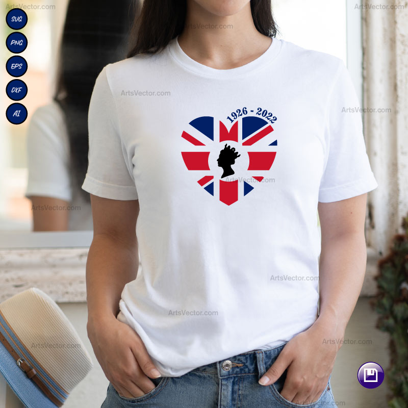 UK Heart Flag Queen Elizabeth t shirt SVG PNG