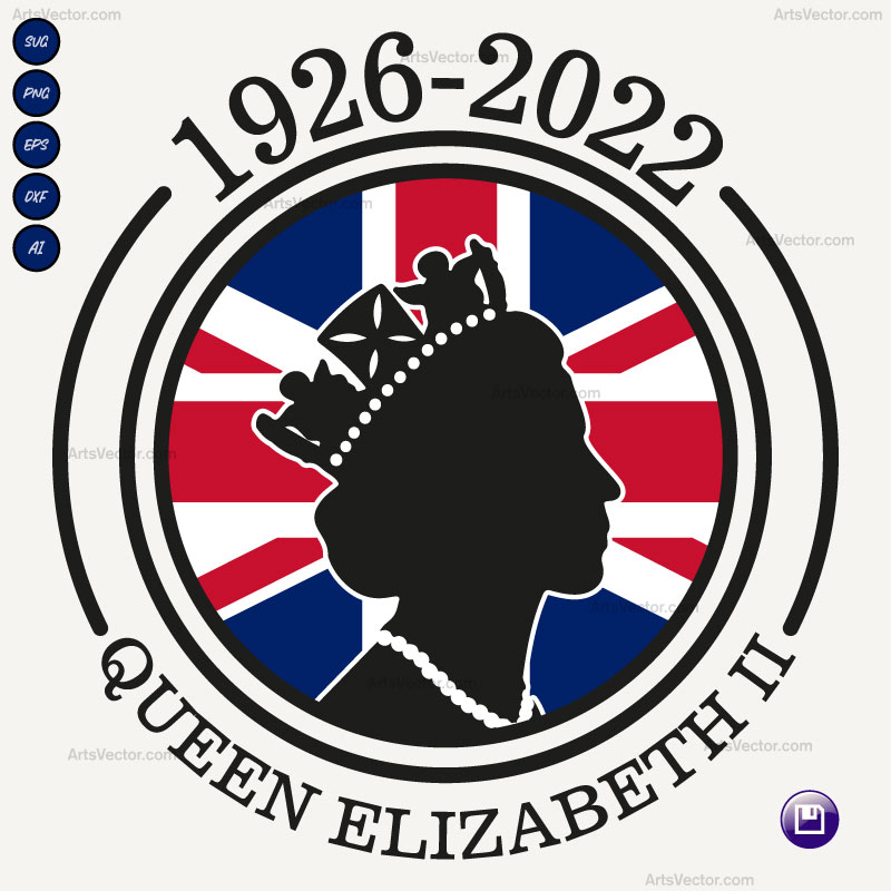 Uk Round flag Queen Elizabeth 2 SVG PNG EPS DXF AI