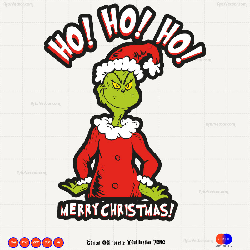 Ho Ho Ho merry christmas Grinch SVG PNG EPS DXF AI
