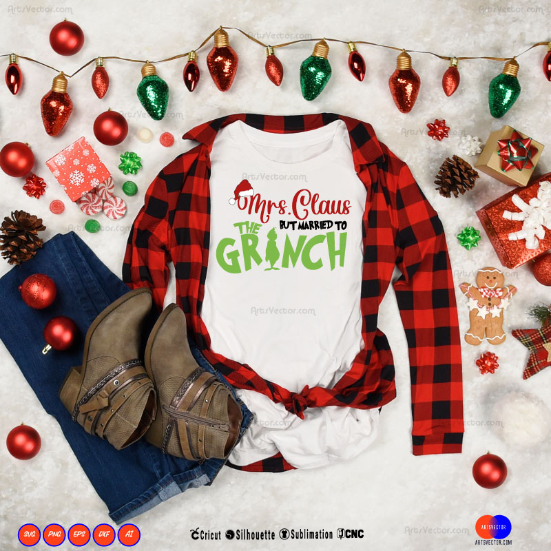 Mrs claus married to the grinch Funny SVG PNG