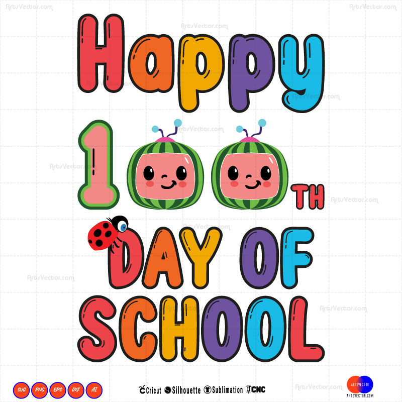 Happy 100th Day of school cocomelon SVG PNG EPS DXF AI