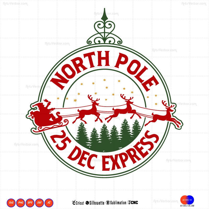 Polar Express North pole 25 dec express SVG PNG DXF High-Quality Files Download, ideal for craft, sublimation, or print. For Cricut Silhouette and more.