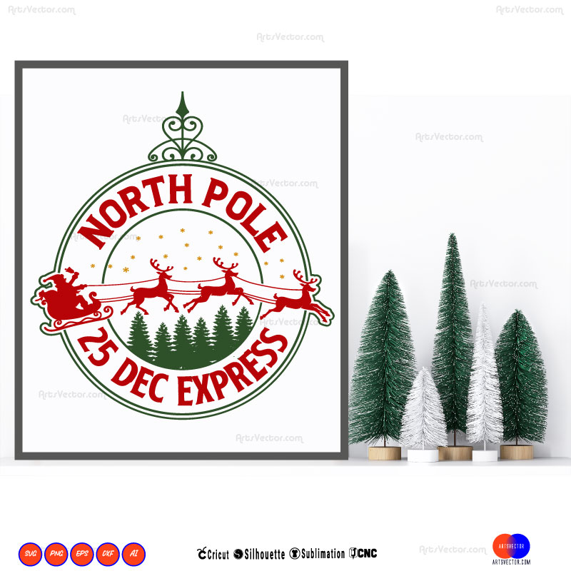 Polar Express North pole 25 dec express  SVG PNG EPS DXF AI