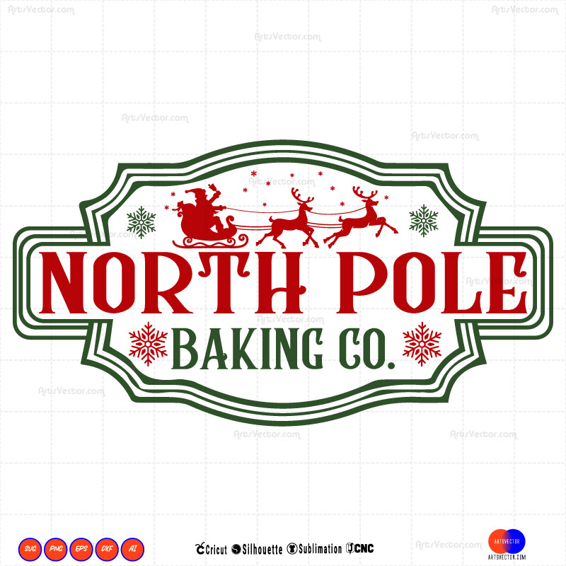 Polar Express North pole baking co SVG PNG DXF High-Quality Files Download, ideal for craft, sublimation, or print. For Cricut Silhouette and more.