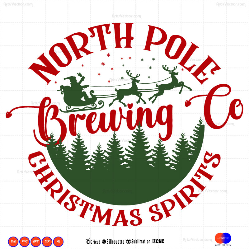 Polar Express North pole Brewing co Christmas spirits SVG PNG DXF High-Quality Files Download, ideal for craft, sublimation, or print. For Cricut Silhouette and more.