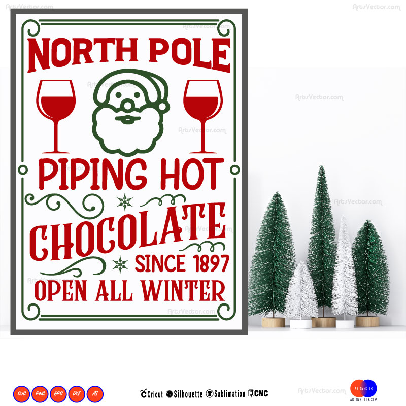 Polar Express North pole piping hot chocolate SVG PNG EPS DXF AI
