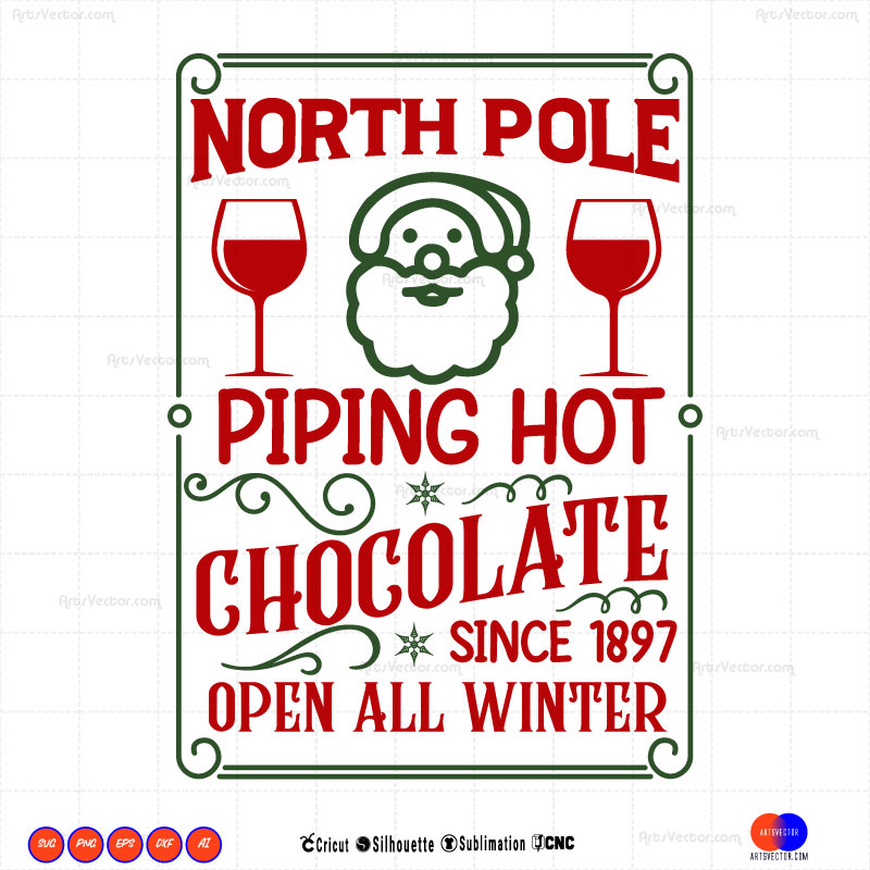 Polar Express North pole piping hot chocolate SVG PNG DXF High-Quality Files Download, ideal for craft, sublimation, or print. For Cricut Silhouette and more.