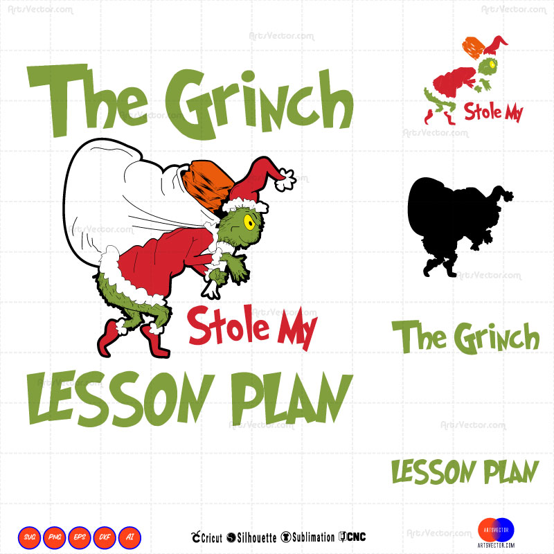 The Grinch stole my lesson plan SVG PNG DXF High-Quality Files Download, ideal for craft, sublimation, or print. For Cricut Silhouette and more.