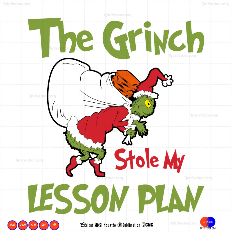The Grinch stole my lesson plan SVG PNG DXF High-Quality Files Download, ideal for craft, sublimation, or print. For Cricut Silhouette and more.