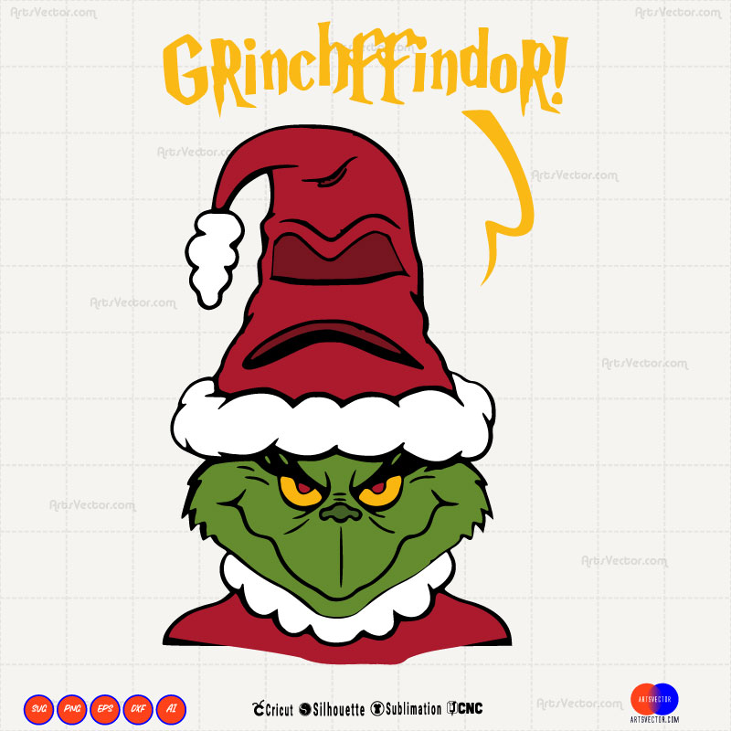 Grinchffindor Christmas grinch SVG PNG DXF High-Quality Files Download, ideal for craft, sublimation, or print. For Cricut Silhouette and more.