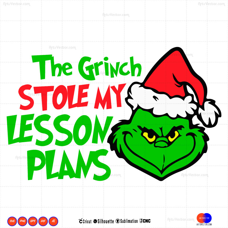 The Grinch Stole my lesson plans SVG PNG DXF High-Quality Files Download, ideal for craft, sublimation, or print. For Cricut Silhouette and more.