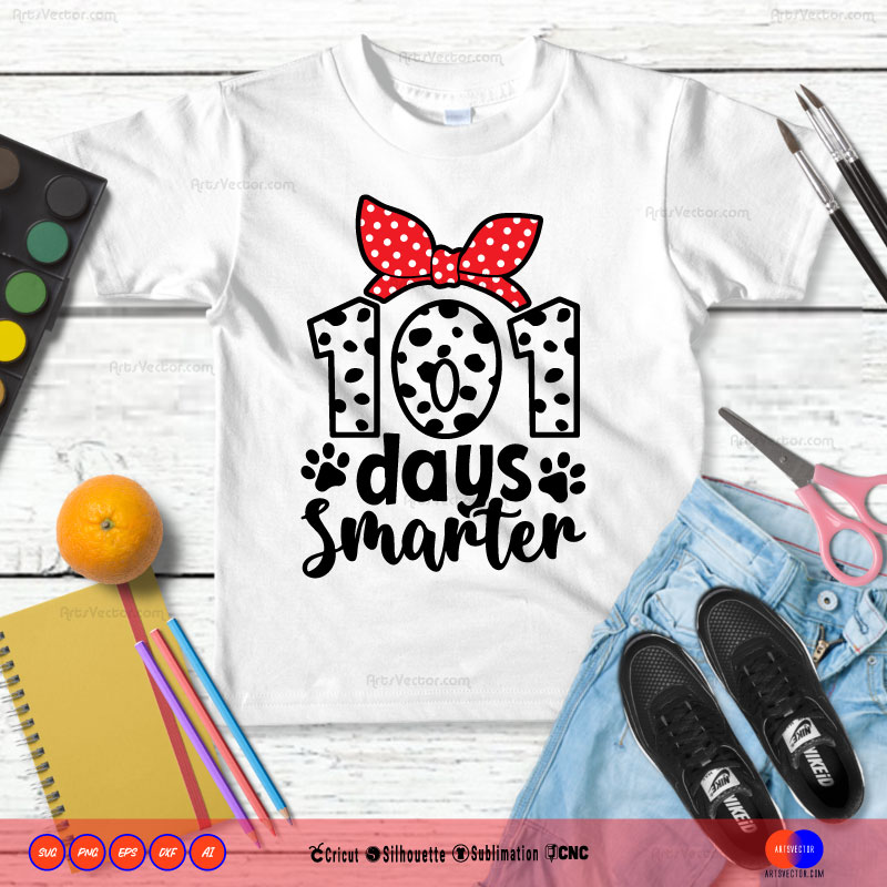 101 Days Of School 101 Days Smarter SVG PNG DXF High-Quality Files Download, ideal for craft, sublimation, or print. For Cricut Design Space Silhouette and more.
