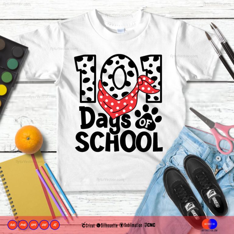 101 Days Of School Dalmatian bandana SVG PNG EPS DXF AI - Arts Vector