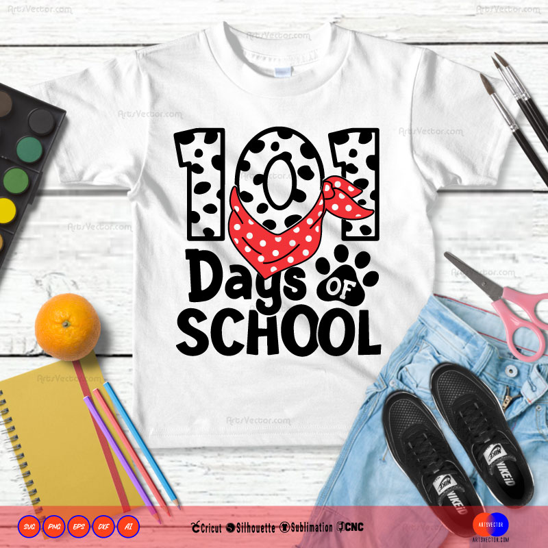 101 days of school dog bandana SVG PNG DXF High-Quality Files Download, ideal for craft, sublimation, or print. For Cricut Design Space Silhouette and more.