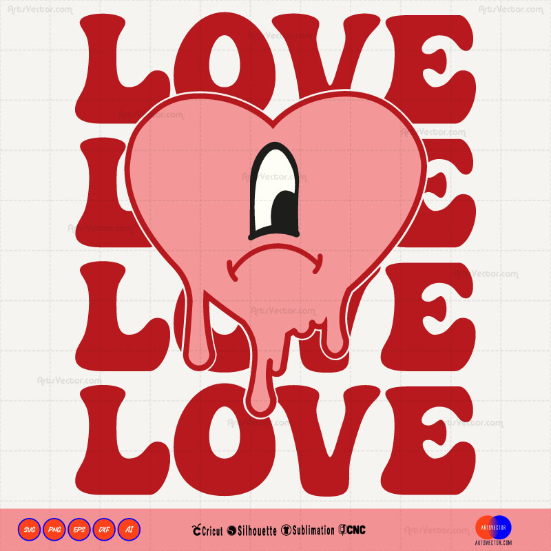 Bad bunny Valentine Love Heart SVG PNG DXF High-Quality Files Download, ideal for craft, sublimation, or print. For Cricut Design Space Silhouette and more.