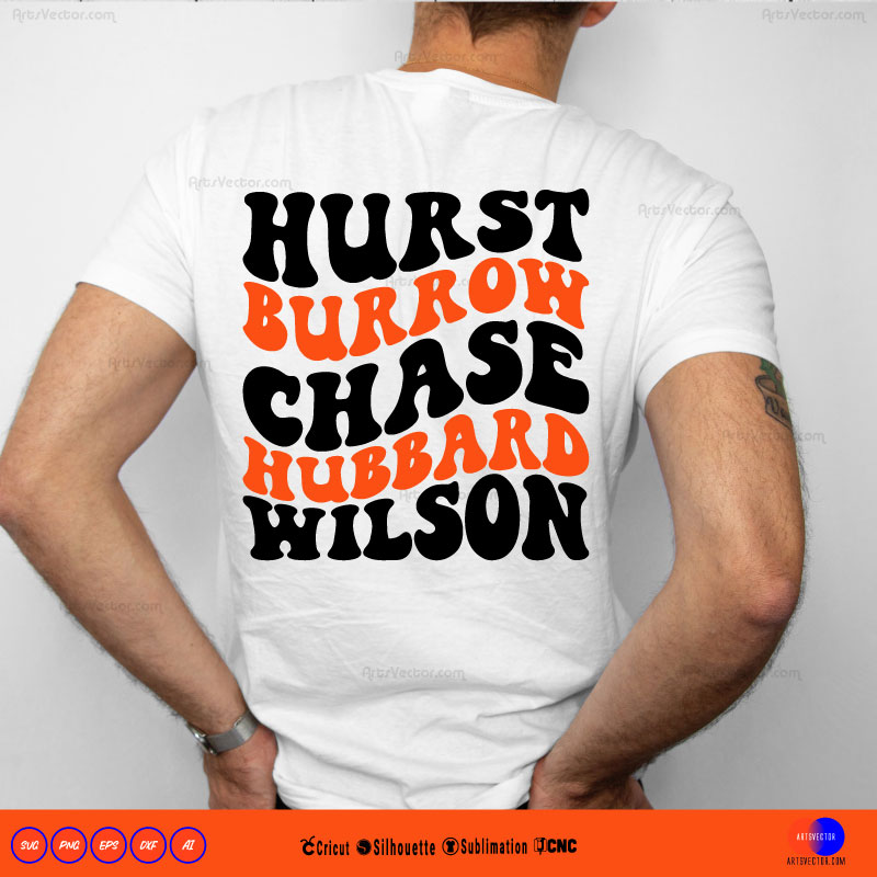 Bengals Players Hurst Burrow Chase Hubbard Wilson SVG PNG EPS DXF AI