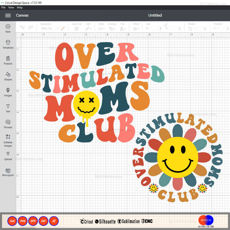 Over stimulated Moms Club Retro SVG PNG EPS DXF AI