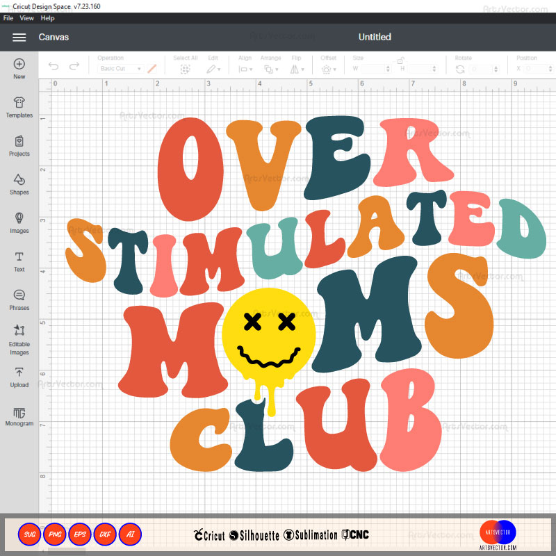Over stimulated Moms Club Retro SVG PNG DXF High-Quality Files Download, ideal for craft, sublimation, or print. For Cricut Design Space Silhouette and more.