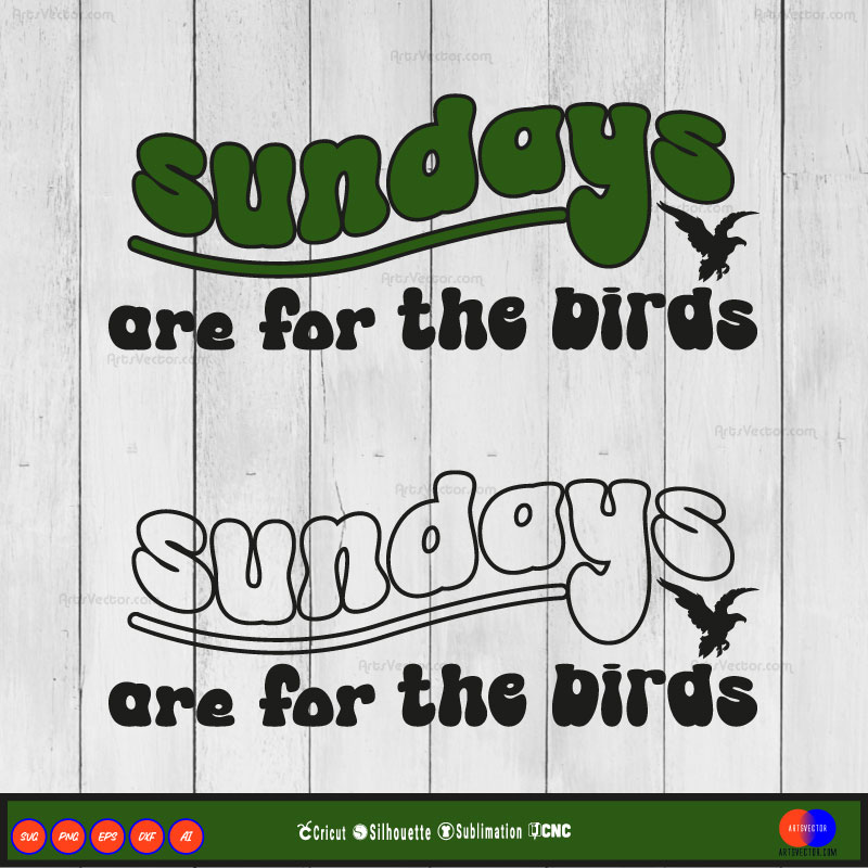 Sundays Are For The Birds Wavy Philadelphia Eagles SVG PNG DXF High-Quality Files Download, ideal for craft, sublimation, or print. For Cricut Design Space Silhouette and more.