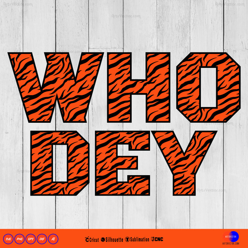 Who Dey Cincinnati Bengals SVG PNG DXF High-Quality Files Download, ideal for craft, sublimation, or print. For Cricut Design Space Silhouette and more.