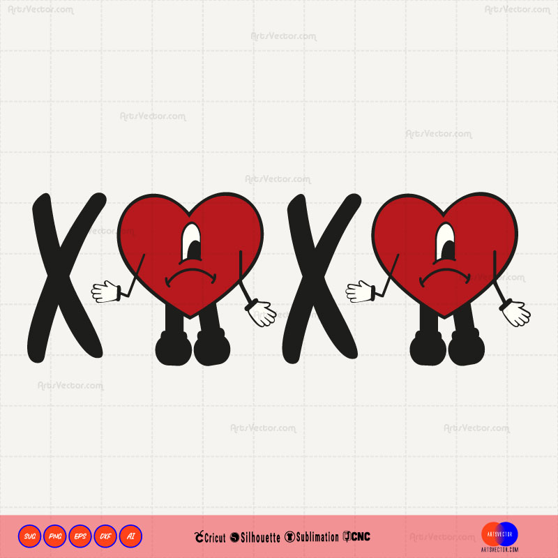 XOXO bad bunny benito valentine SVG PNG DXF High-Quality Files Download, ideal for craft, sublimation, or print. For Cricut Design Space Silhouette and more.