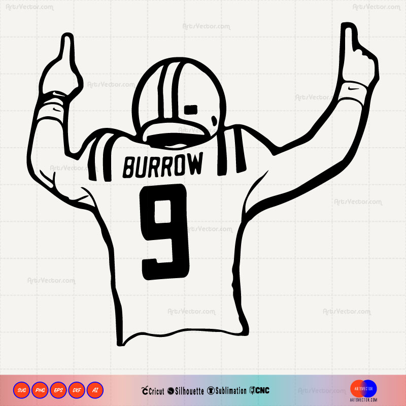 Joe Burrow SVG PNG DXF High-Quality Files Download, ideal for craft, sublimation, or print. For Cricut Design Space Silhouette and more.