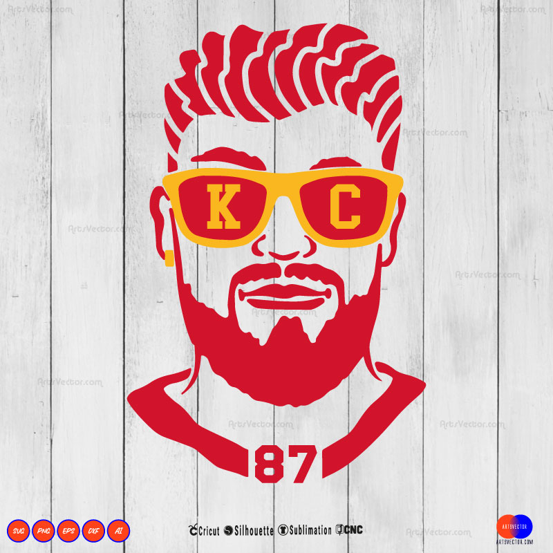 Kansas Travis Kelce SVG PNG DXF High-Quality Files Download, ideal for craft, sublimation, or print. For Cricut Design Space Silhouette and more.