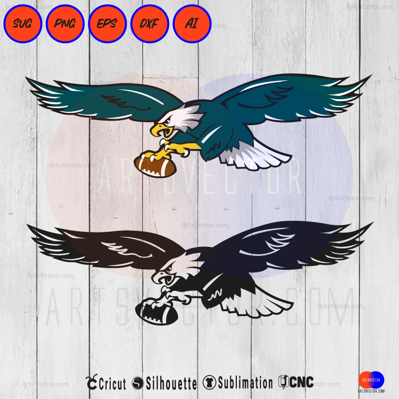 Philadelphia Eagles Eagle Mascot SVG PNG DXF High-Quality Files Download, ideal for craft, sublimation, or print. For Cricut Design Space Silhouette and more.