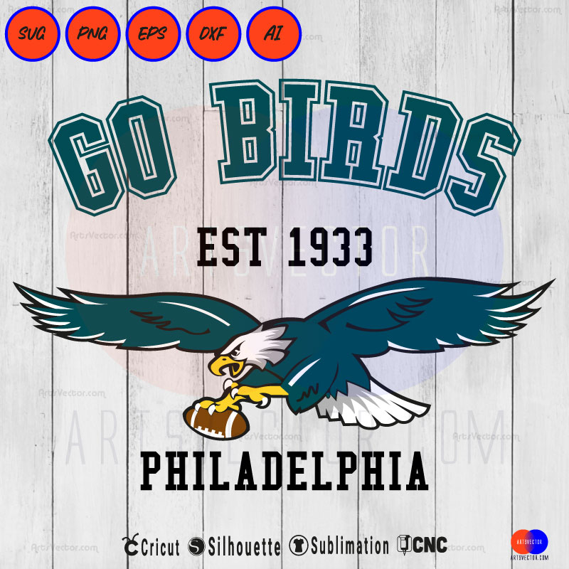 Philadelphia Football Go Birds SVG PNG DXF High-Quality Files Download, ideal for craft, sublimation, or print. For Cricut Design Space Silhouette and more.
