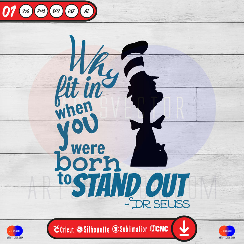 Why Fit in Dr Seuss Silhouette SVG PNG DXF High-Quality Files Download, ideal for craft, sublimation, or print. For Cricut Design Space Silhouette and more.