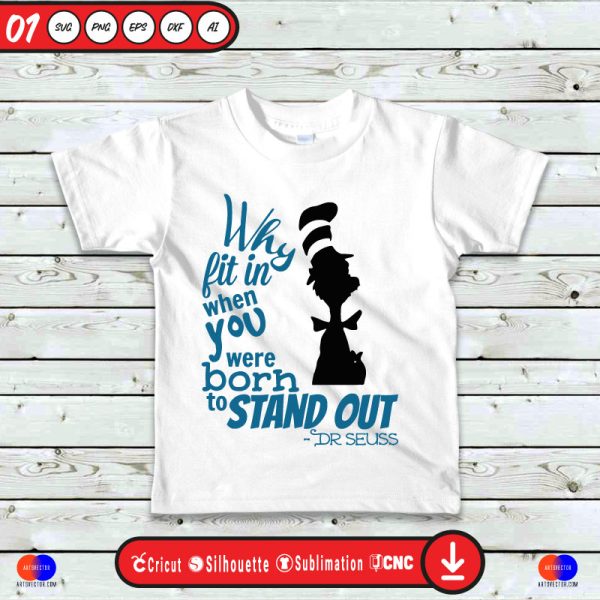 Why Fit in Dr Seuss Silhouette SVG PNG EPS DXF AI - Arts Vector