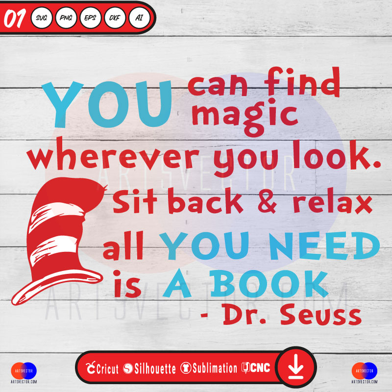 You can find magic Dr Seuss SVG PNG DXF High-Quality Files Download, ideal for craft, sublimation, or print. For Cricut Design Space Silhouette and more.