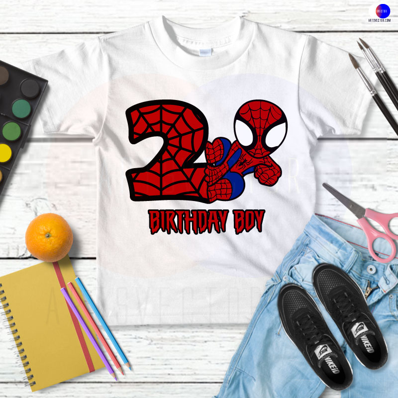 2nd Birthday Boy Spiderman Birthday SVG PNG EPS DXF AI