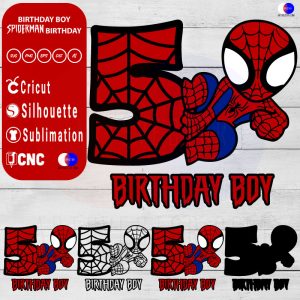 5th Birthday Boy Spiderman Birthday SVG PNG EPS DXF AI - Arts Vector