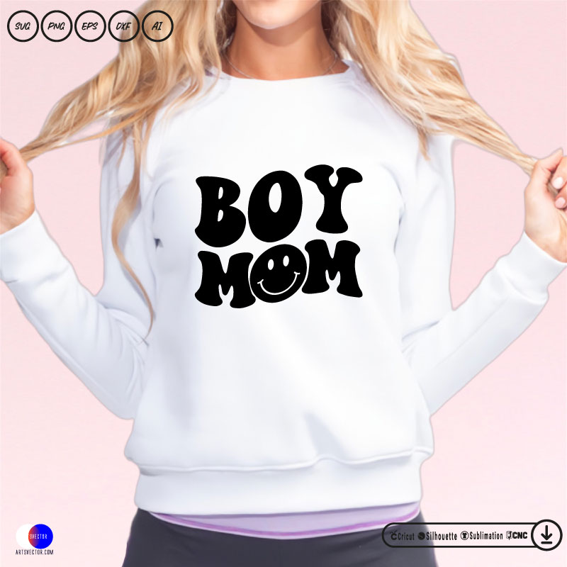 Boy Mom Retro mom SVG PNG EPS DXF AI