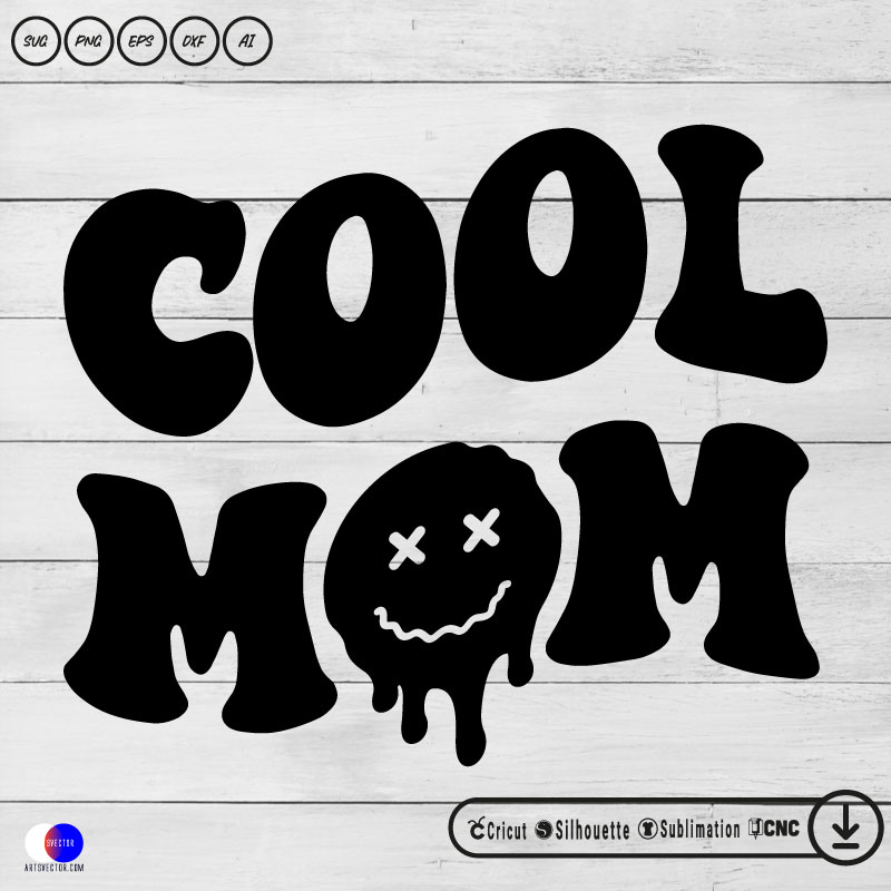 Cool Mom Retro mom SVG PNG DXF High-Quality Files Download, ideal for craft, sublimation, or print. For Cricut Design Space Silhouette and more.