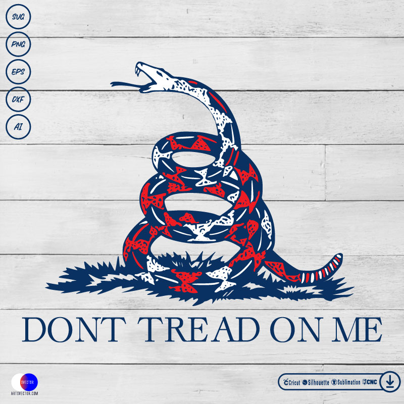DONT TREAD ON ME WHITE BLUE RED SVG PNG EPS DXF AI