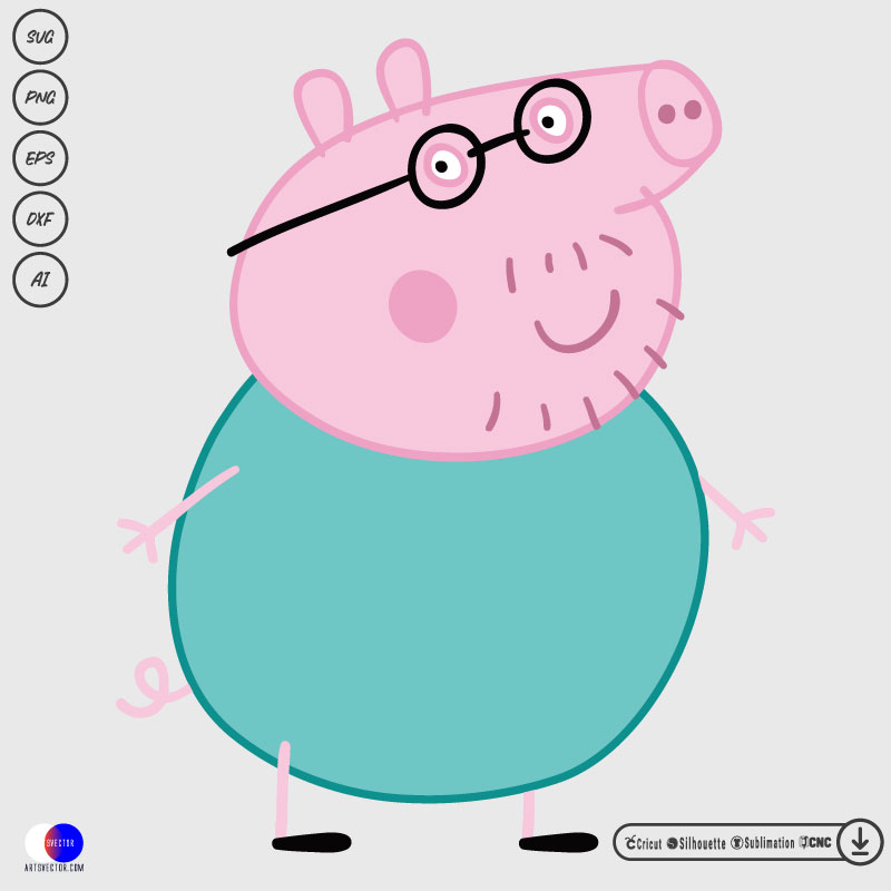 Daddy Pig SVG PNG EPS DXF AI