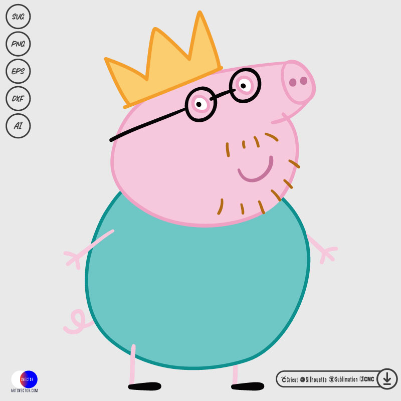 Daddy Pig Peppa pig SVG PNG DXF High-Quality Files Download, ideal for craft, sublimation, or print. For Cricut Design Space Silhouette and more.