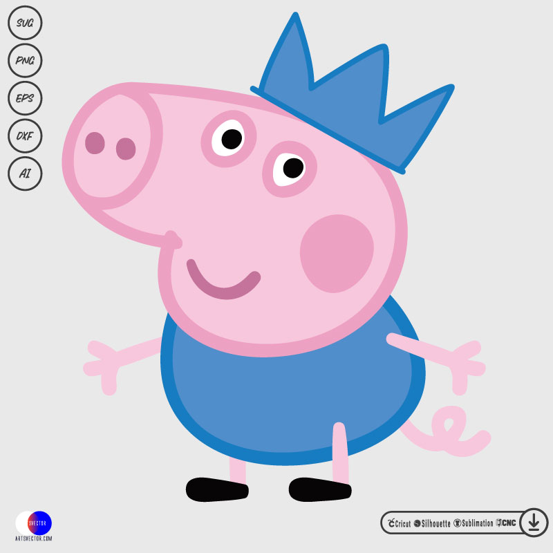 George Pig Peppa pig SVG PNG DXF High-Quality Files Download, ideal for craft, sublimation, or print. For Cricut Design Space Silhouette and more.