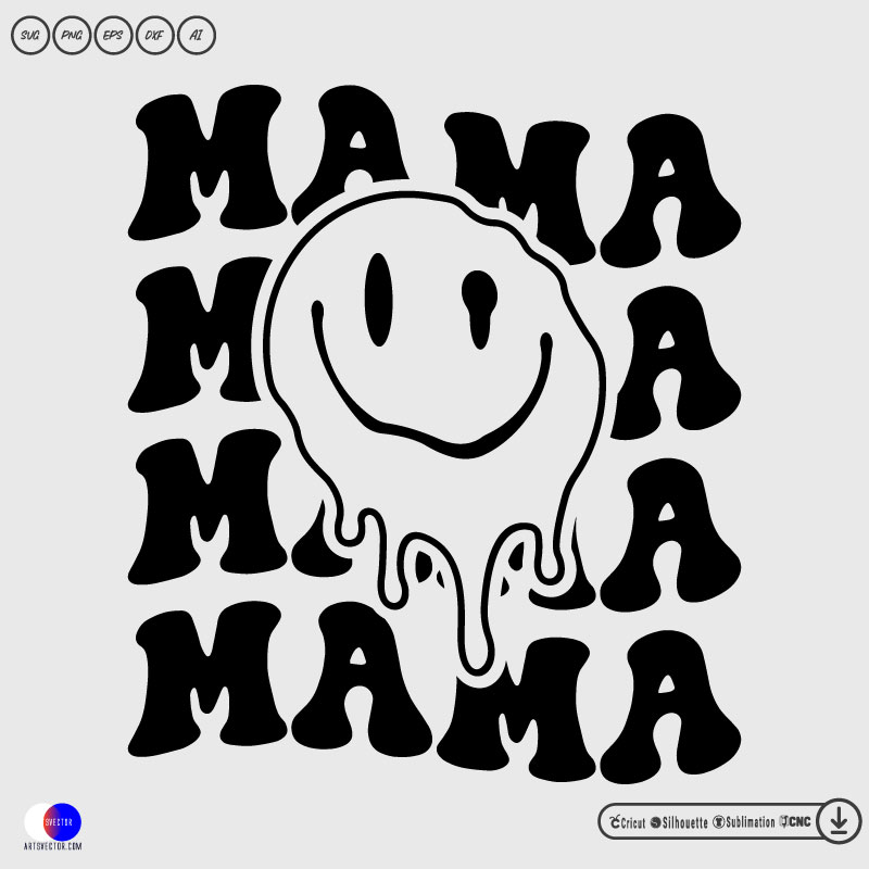 Mama retro smile mom SVG PNG EPS DXF AI