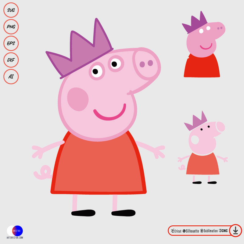 Peppa pig SVG PNG DXF High-Quality Files Download, ideal for craft, sublimation, or print. For Cricut Design Space Silhouette and more.