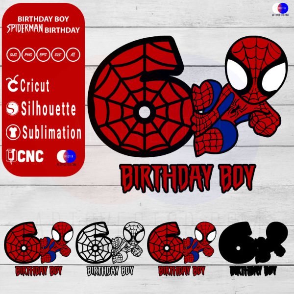 Spiderman Birthday layered SVG EPS DXF PNG AI Instant Download