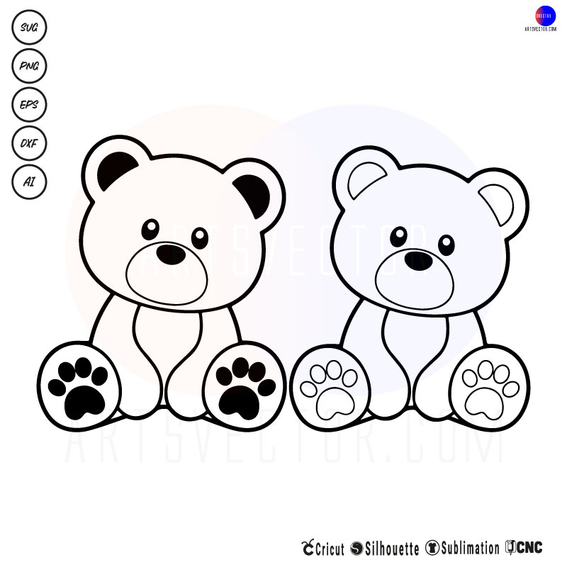 Cute Bear Teddy bear SVG PNG EPS DXF AI