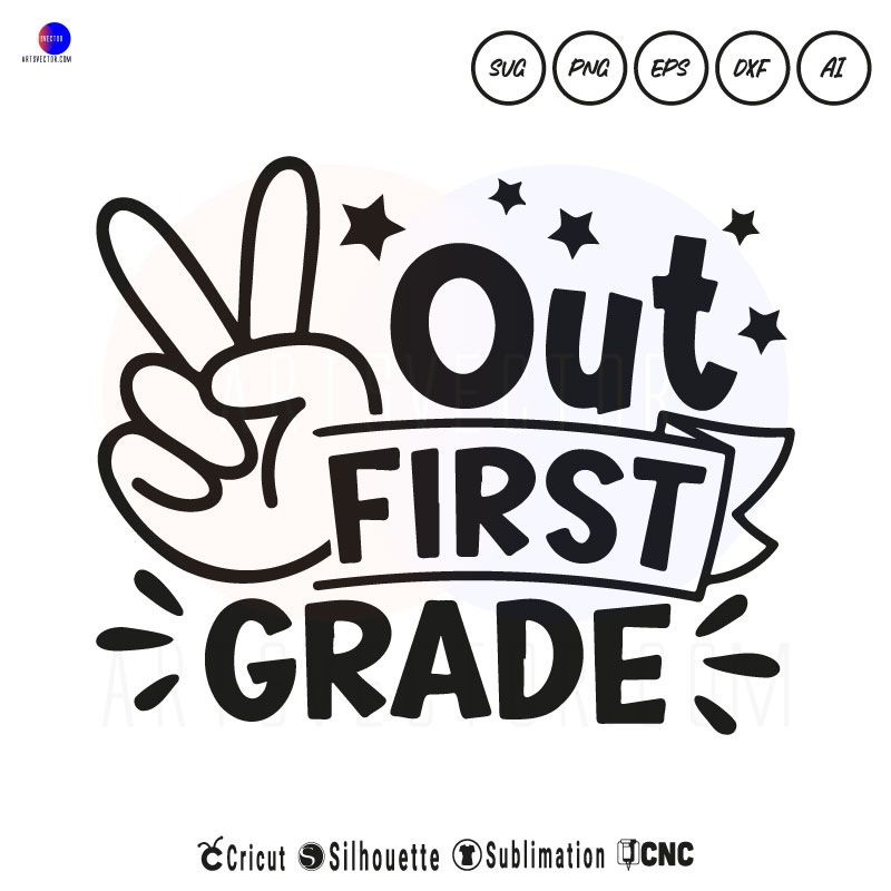 Peace Out Kindergarten free SVG PNG DXF High-Quality Files Download, ideal for craft, sublimation, or print. For Cricut Design Space Silhouette and more.
