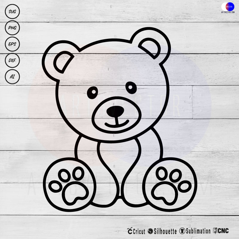 Teddy bear outline SVG PNG EPS DXF AI