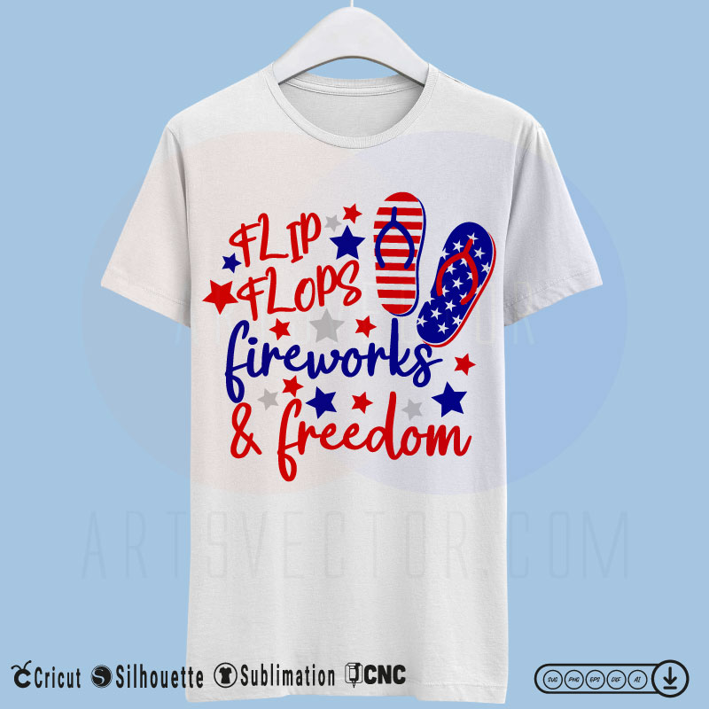 Flip Flops firework & freedom 4th of july SVG PNG EPS DXF AI